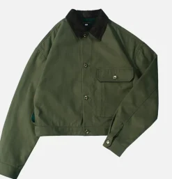 Corduroy Collar Jacket Green