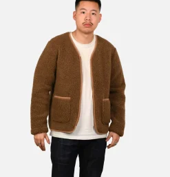Zip Up Vee Cardigan Bark
