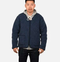 Zip Up Vee Cardigan Darkblue