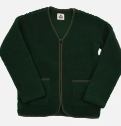 Zip Up Vee Cardigan Green