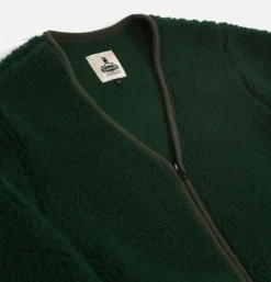 Zip Up Vee Cardigan Green