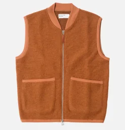 Zip Waistcoat Wool Orange